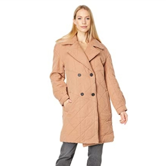 Avec Les Filles Jackets & Blazers - AVEC LES FILLES Quilted Doubled Breasted Cozy Camel Tan Coat Jacket
